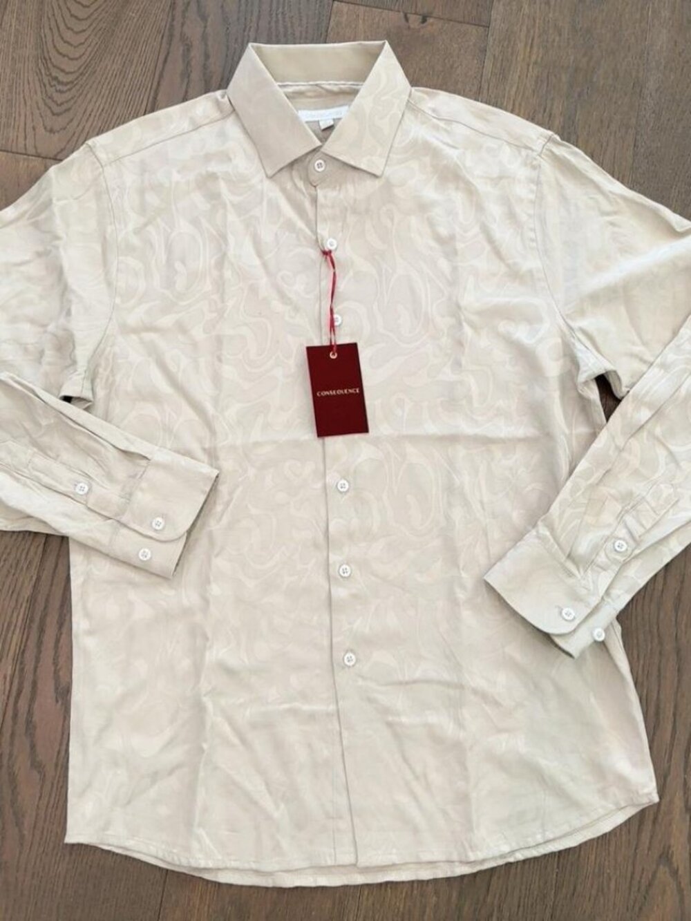 NWT Consequence Men's Button Down Shirt Medium Jacquard Rayon Blend - Picture 3 of 9